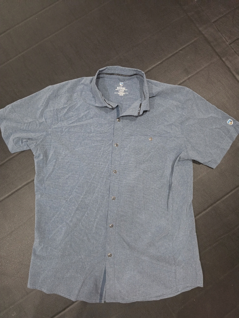 KUHL Optimizer Short Sleeve Button Up Shirt Endless Sea Men's Large